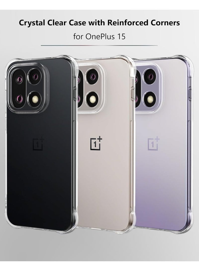 Case for OnePlus 15, Clear Phone Case with Reinforced Corners Camera Protection Bumper Slim Fit Shockproof Flexible TPU Case for OnePlus 15, Transparent - Image 2